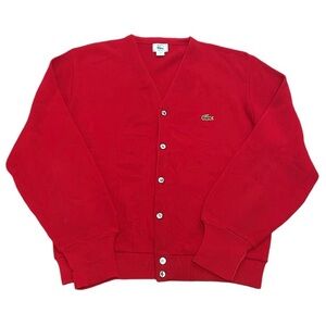 Vintage Izod Lacoste Red Croc Orlon Acrylic Cardigan Sweater Size M Grandpacore